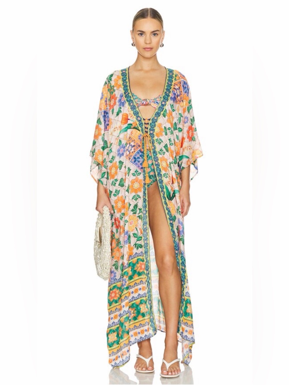 Agua Bendita NWT $280 Selma Tile Caftan OS GORGEOUS HANDMADE- Sold Out